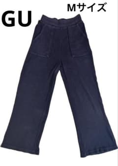 【GU】黒パンツ ウエストゴム スリッド入りのサムネイル