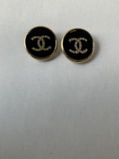 CHANEL ココマーク イヤリング オーバル ブラック ゴールドのサムネイル