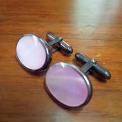 オーバル型 カフリンクス ピンク系 シェル調のサムネイル