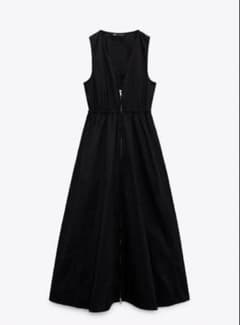ZARA ジッパーポプリンワンピース　黒　Sサイズのサムネイル