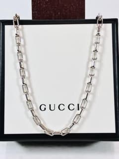 【超美品】GUCCI レクタングル チェーン ネックレス 男女兼用　SV925 超美品】GUCCI レクタングル チェーン ネックレス 男女兼用 SV925