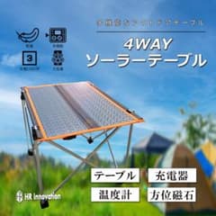 新品】キャンプ用テーブル　アウトドア　テーブルソーラーパネル搭載　スマホ急速充電のサムネイル
