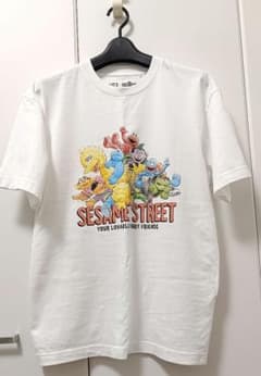 상태좋음 ★UNIQLO★세서미 스트리트 T셔츠★S★화이트・화이트★유니클로