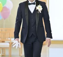結婚式　新郎ネイビータキシード 3点セットのサムネイル
