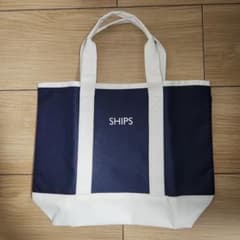SHIPS トートバッグ ネイビー ホワイトのサムネイル