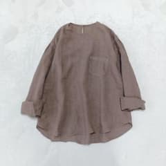美品 ゴーシュ リネン100% プルオーバーブラウス 長袖 モカブラウン M 美品 ゴーシュ リネン100% プルオーバーブラウス 長袖 モカブラウン M