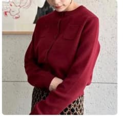 Caban カーディガン　ボルドー CABaN(キャバン) コットンカシミア クルーネックカーディガン ボルドー