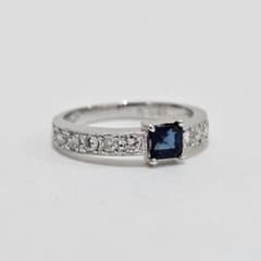 1942 ブルーサファイアダイヤリングK18WGホワイトゴールド8号0.41ct 