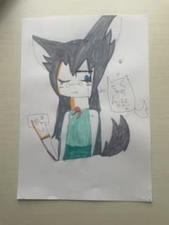 オリジナルキャラクターの手描きイラストくろはなちゃんのサムネイル