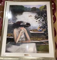 G. VASQUEZ 水彩画 女性と風景 大きめ 水彩画 女性と風景 大きめ - メルカリ