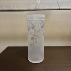 フロストガラス 花瓶 フラワーベース 薔薇柄のサムネイル
