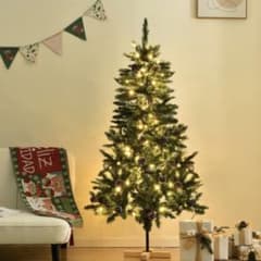 クリスマスツリー　180㎝　葉先が雪化粧　松ぼっくり　LED