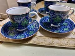 庫山窯 青華緑彩 カップ&ソーサー4客セット - メルカリ