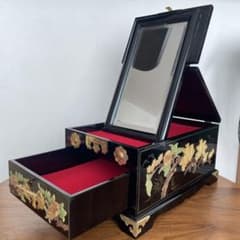 極美品 中国美術 硬石鑲嵌 漆塗 宝石箱 鏡台 ジュエリーボックス 牡丹 天然石 極美品 中国美術 硬石鑲嵌 漆塗 宝石箱 鏡台 ジュエリーボックス 牡丹