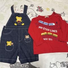 MIKI HOUSE オーバーオール＆長袖Tシャツセットのサムネイル