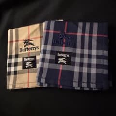 バーバリー BURBERRY ハンカチ チェック ホース 刺繍 2枚 箱無し発送