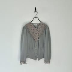 ビンテージ 日本製 レースペプラムブラウス フォーマル セレモニー 卒入学 L