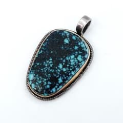 Lander Blue（ランダーブルー）ターコイズ フクリン18金ペンダント 