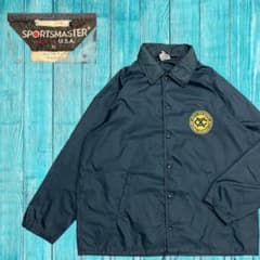 USA製 90s スポーツマスター コーチジャケット XL ネイビー 企業ロゴ 
