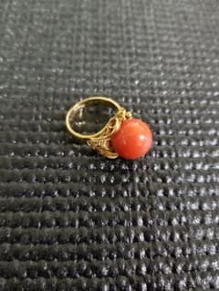 珊瑚　指輪　K18 750 赤珊瑚のサムネイル