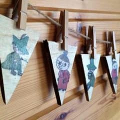 ハンドメイド 木製 ガーランド ミイ&スナフキン柄のサムネイル