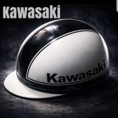 Kawasaki 半コルク ヘルメットホワイト/ブラック 旧車會 バイクのサムネイル