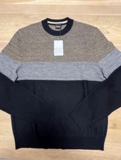 新品タグ付き】BOSSウール100％ ヘリンボーン柄ニット セーター S 