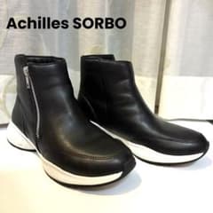 【美品】アキレスソルボ　23cm レディース ショートブーツ ブラック　黒のサムネイル