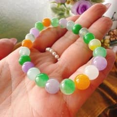 天然石 翡翠 マルチカラー ブレスレット 8mm 玉 唐三彩カラー 多色