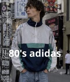 90's 銀タグadidas ナイロンアノラックパーカー ハーフジップ - メルカリ