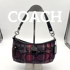 極美品✨COACH ハーフムーン ピンクチェック ショルダーバッグ　90s 極美品✨COACH ハーフムーン ピンクチェック ショルダーバッグ 90s
