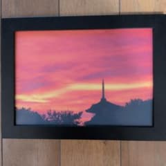 夕焼けの五重塔 風景2L写真 額縁入りのサムネイル