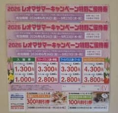 2026 レオマサマーキャンペーン 特別ご優待券 3枚セットのサムネイル