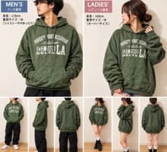 GILDAN ギルダン カーキ プリントパーカー Lサイズ 裏起毛 古着のサムネイル