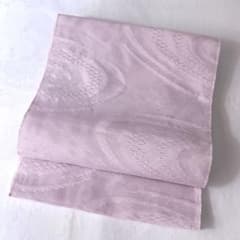【名古屋帯】夏帯　紗　洗える　淡紅色　開き仕立て　薄ピンク色　渦巻き　薄物　盛夏 名古屋帯】夏帯 紗 洗える 淡紅色 開き仕立て 薄ピンク色 渦巻き 薄物
