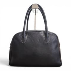 美品 アニエスベー ボヤージュ ハンドバッグ レザー シボ革 ブラック 