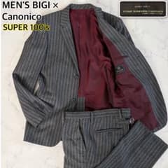 美品】MEN'S BIGI 高級カノニコ 肉厚スーツ セット ストライプ M