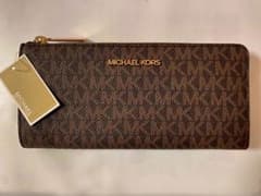 MICHAEL KORSシグネチャーブラウン L字ファスナー長財布✨新品タグ付きのサムネイル