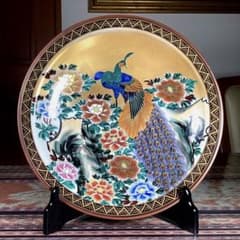 『ナツうー特価』　『未使用』　九谷焼　錦泉　金彩花鳥　大皿　31cm ワクワクうー特価』 『未使用』 九谷焼 錦泉 金彩花鳥 大皿 31cm