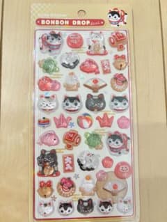 BONBON DROP シール 和風 猫 縁起物 ステッカーのサムネイル