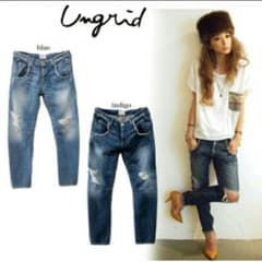 ☆mamama☆様専用　　ungrid スタッズサルエルデニム　25のサムネイル