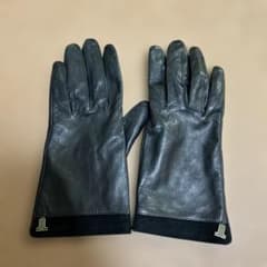 LANVINレザー手袋 黒 スエードカフス付きのサムネイル