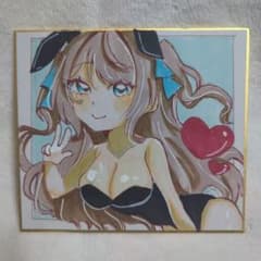 タ*ー様 【手描きイラスト 309】オリジナルアナログ原画色紙「ネオ東京のバニー 手描きイラストオリジナルイラストバニーガールの女の子色紙原画