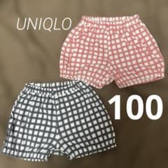 UNIQLO チェック柄 ショートパンツ かぼちゃパンツ　２枚セット 100㎝のサムネイル