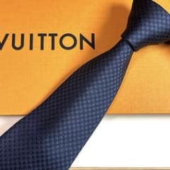 ルイヴィトン マイクロダミエ ネクタイ ネイビー 紺 クラヴァット LV