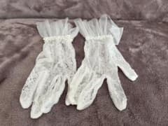 【結婚式】レースショートグローブ パール付き ブライダル小物のサムネイル