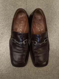 GUCCI スクエアトゥローファー ダークブラウン 40 ビットローファー