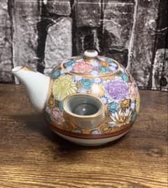 九谷焼 星昭作】急須 茶器 花詰 金彩 色絵 煎茶道具 伝統工芸品 美品