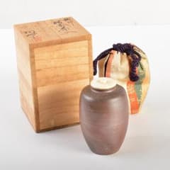 茶道具　備前焼　木村陶峰造　肩衝茶入　仕覆付　共箱　V　6616 茶道具 備前焼 木村陶峰造 肩衝茶入 仕覆付 共箱 V 6616 - メルカリ