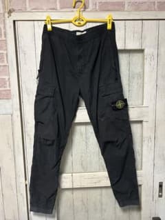 ストーンアイランド stone island カーゴパンツ リブ付き ブラック 